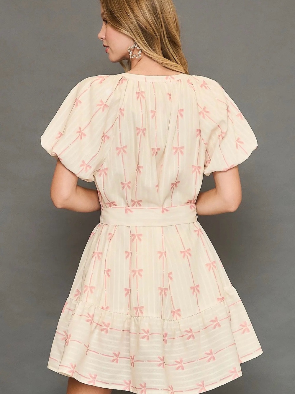 K9347 Ribbon Print Mini Dress - Picture 5 of 5